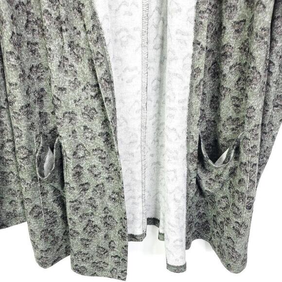 Lucky Brand Sweater Womens Small Open Front Cardigan Jacket Hooded Dull Leopard - Picture 4 of 11